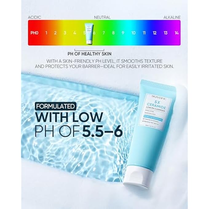 SKINTIFIC منظف وجه 5X سيراميد منخفض الرقم الهيدروجيني 80 جرام للعناية بالبشرة - Image 4